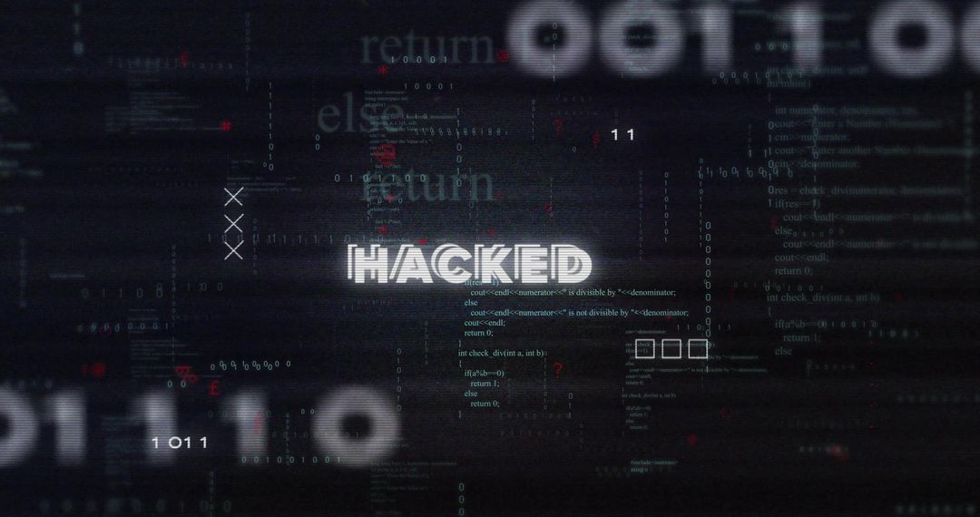 Hacked System Alert with Digital Code Background