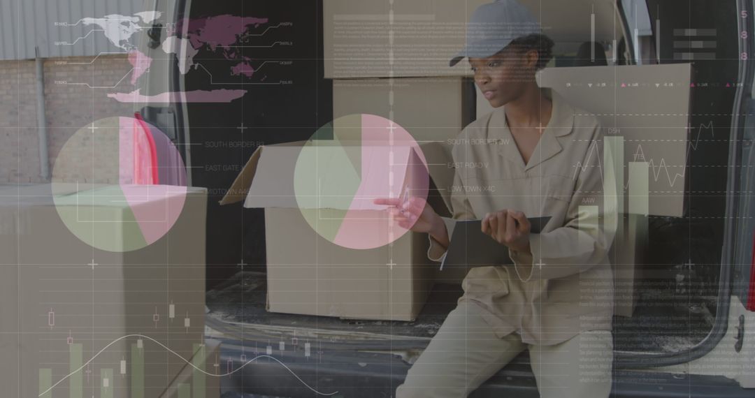 Female Deliverer Using Digital Technology for Global Logistics