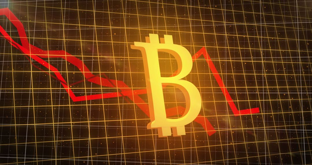 Bitcoin Downtrend Chart with Digital Grid Background