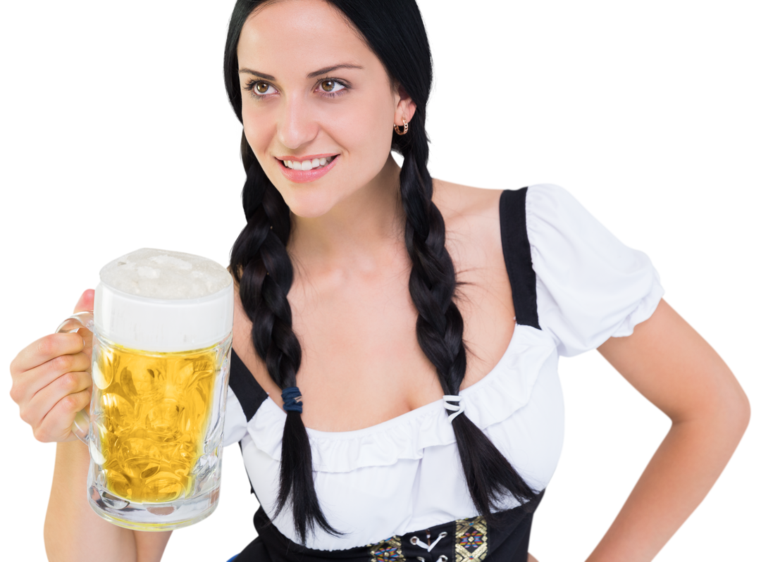 Transparent Oktoberfest Girl Smiling and Holding Beer Stein - Download Free Stock Images Pikwizard.com