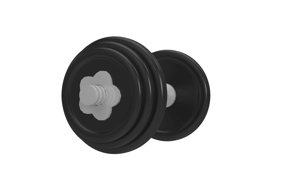Black Dumbbell on Transparent Background for Fitness Design