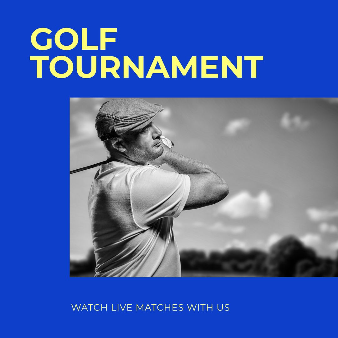 Golf Tournament Promotion with Player and Cloudy Sky in Background - Download Free Stock Templates Pikwizard.com