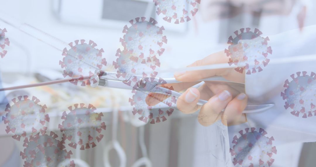 Scientist Constantly Analyzing Virus with Digital Device