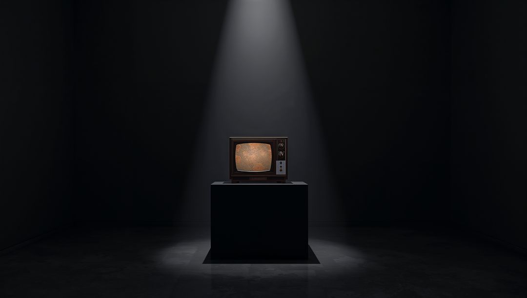 Nostalgic Vintage TV with Flickering Static in Moody Gallery