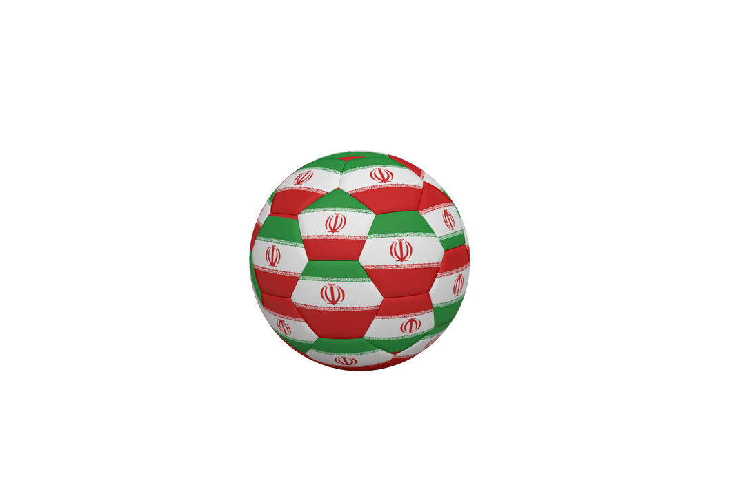 Iran Flag Patterned Soccer Ball Digital Illustration Transparent