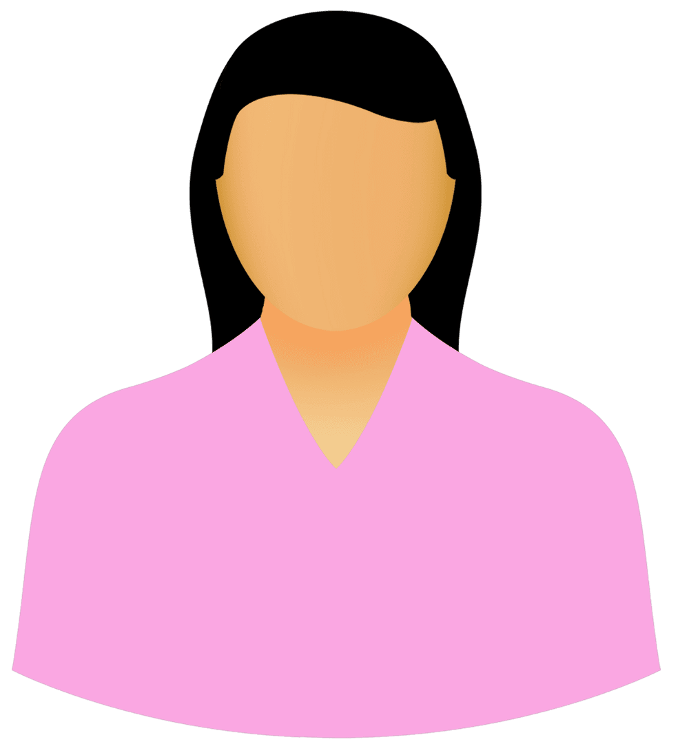 Silhouette of Woman's Upper Body on Transparent Background