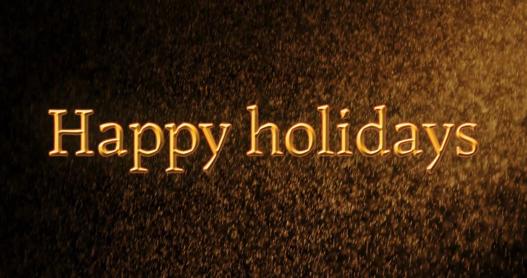 Happy Holidays Text with Golden Snowfall Background