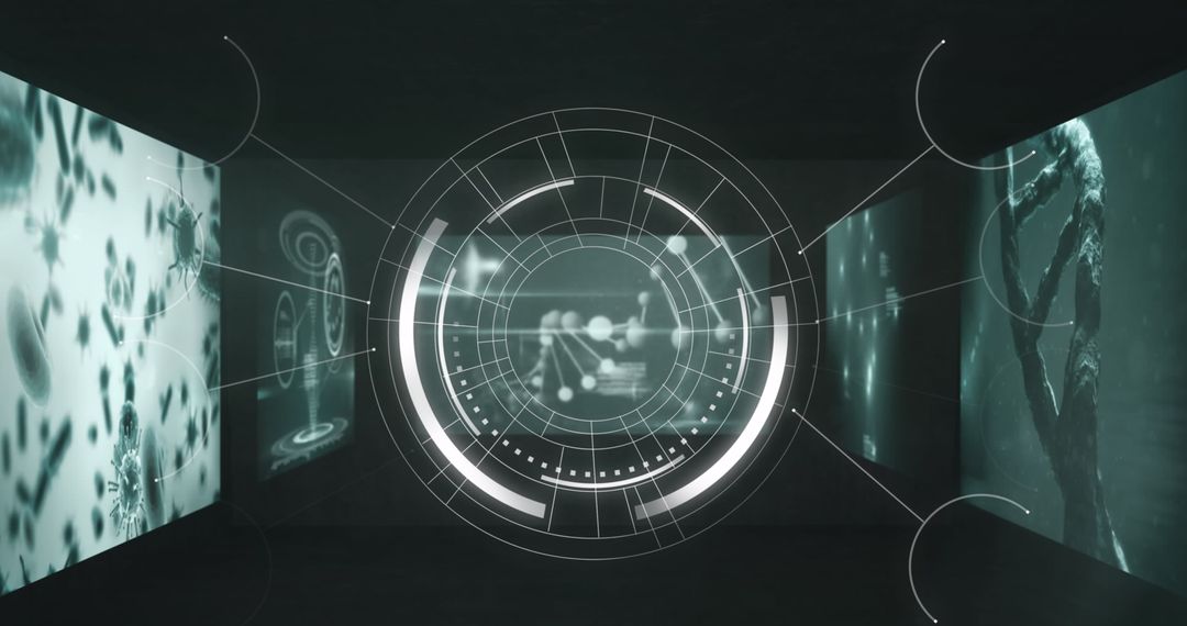 Futuristic Medical Data Processing Interface with Scanner