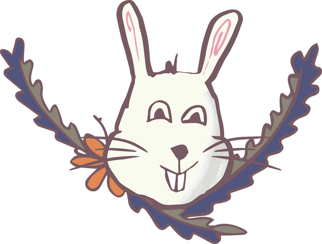 Cartoon Rabbit with Plant Decoration Transparent Illustration for Nature and Animal Themes - Download Free Stock Images Pikwizard.com