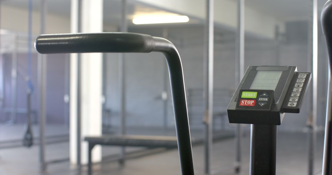 Exercise Bike with Digital Display in Modern Gym Environment