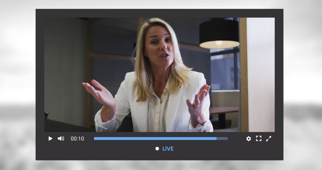 Professional Woman Podcast Stream on Social Media Interface