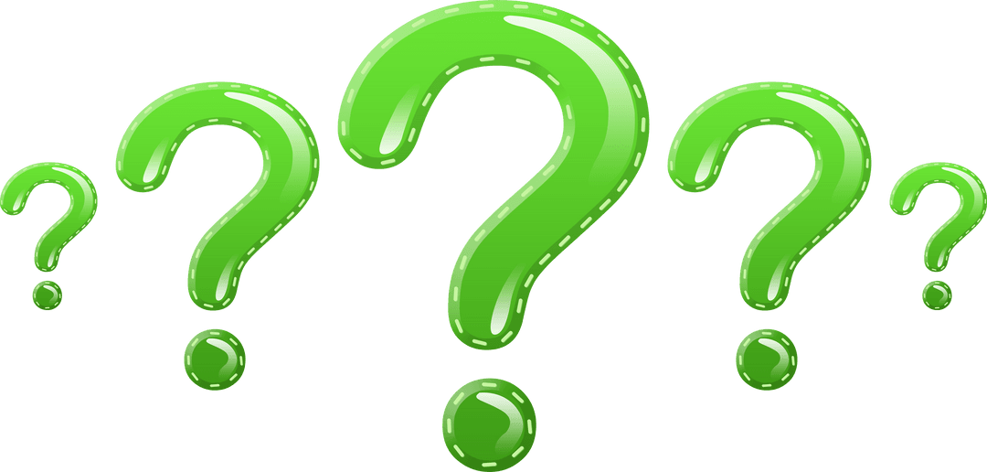 Glossy Green Transparent Question Marks Isolated on White