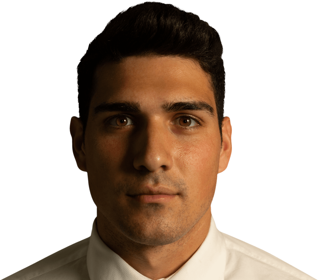 Transparent Background Headshot of Serious Man in White Shirt