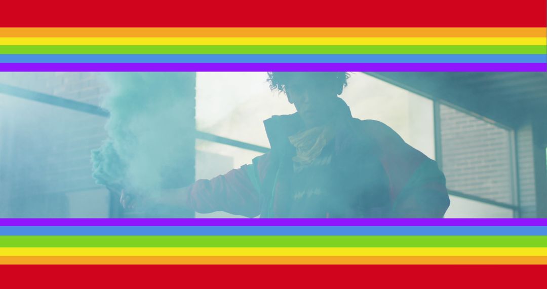 Person Holding a Smoke Bomb with Rainbow Frame - Free Images, Stock Photos and Pictures on Pikwizard.com