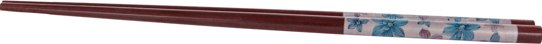 Transparent Floral Design Wooden Chopsticks Close Up View