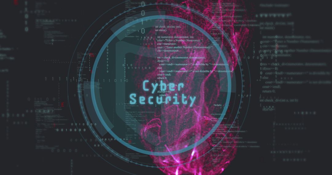 Cybersecurity Concept with Digital Code and Interface Elements