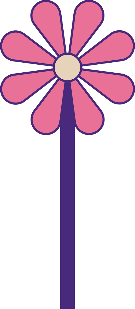 Cartoon Flower Illustration with Transparent Background