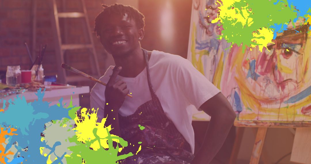 African American Artist Creating Vibrant Masterpiece