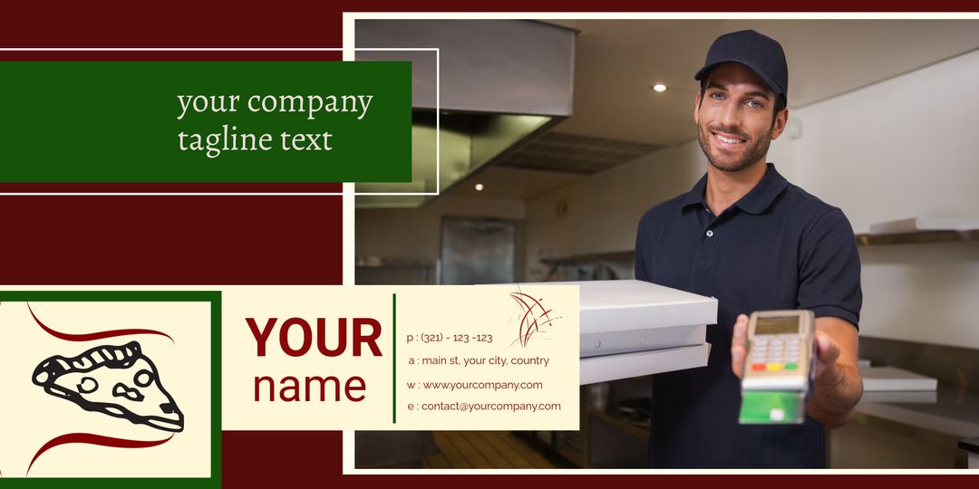 Friendly Chef Delivering Pizza with Card Reader in Modern Kitchen - Download Free Stock Templates Pikwizard.com