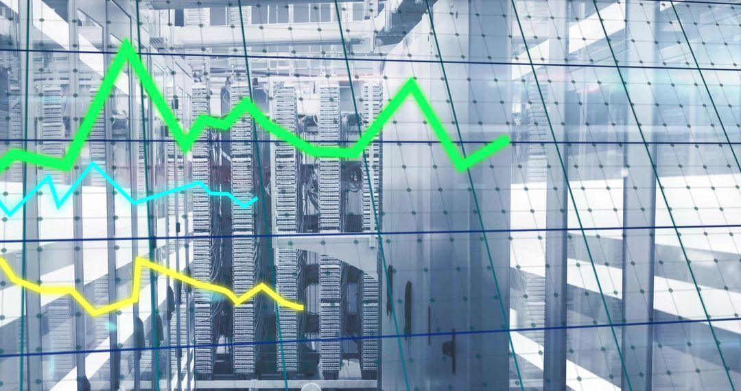 Data Center with Performance Metrics Overlay