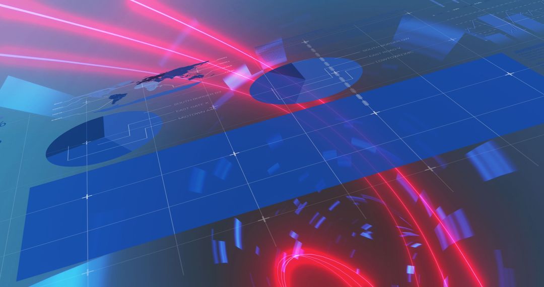 Futuristic Digital Interface with Global Network Graphics