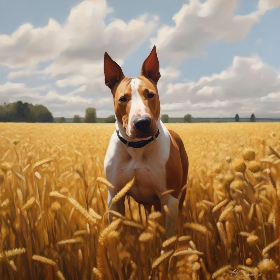 Portrait of brown bull terrier in field, created using generative ai technology - Free Images, Stock Photos and Pictures on Pikwizard.com
