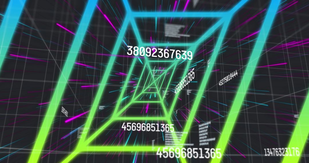 Futuristic Digital Tunnel with Geometric Data Flow