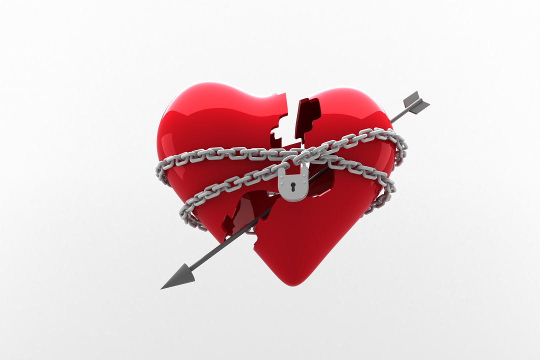 Transparent Heart Pierced by Arrow with Chains and Lock - Download Free Stock Images Pikwizard.com