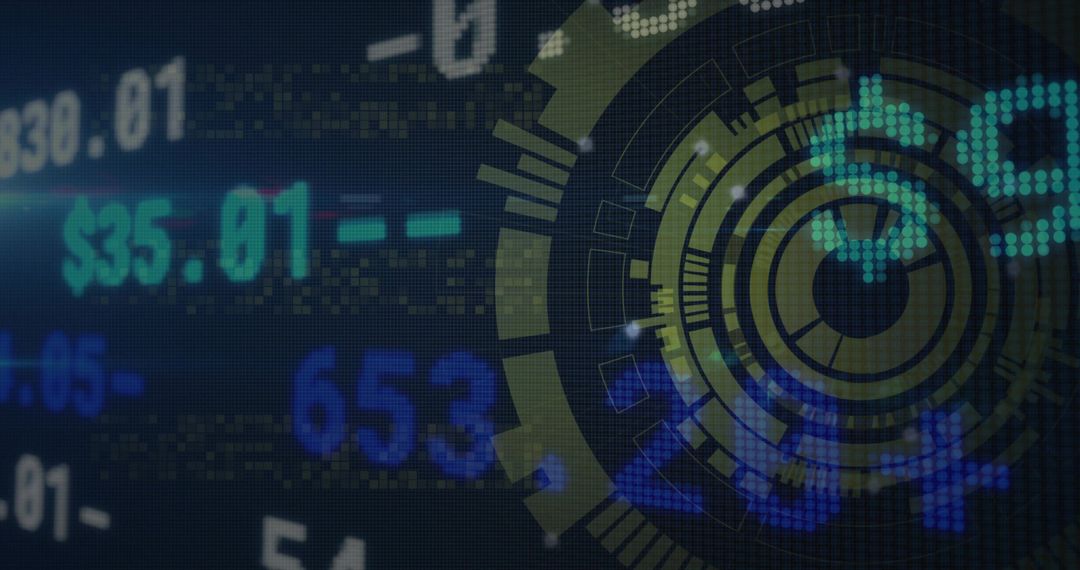 Futuristic Financial Data Visualization with Circular HUD