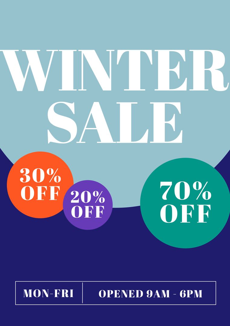Colorful Winter Sale Banner with Discounts and Store Hours - Download Free Stock Templates Pikwizard.com