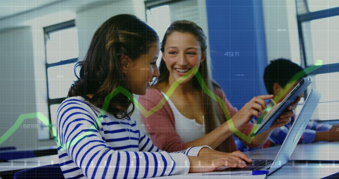 Students Engaging with Digital Data Technology in Classroom