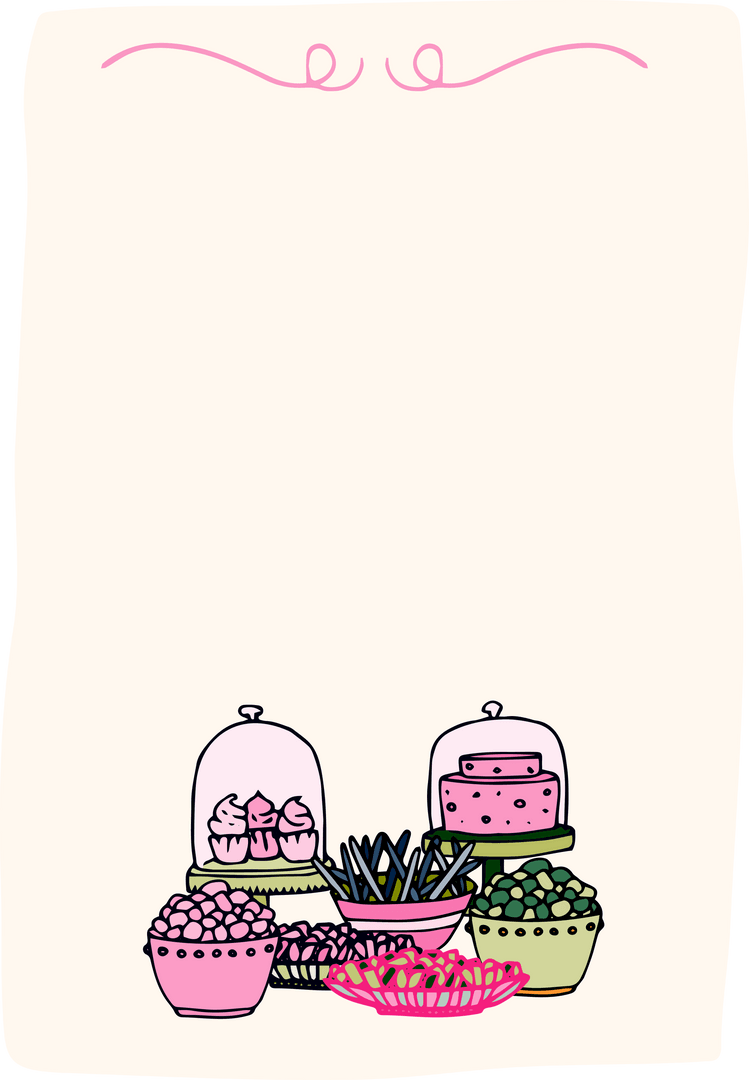 Transparent Dessert Display with Elegant Floral Borders