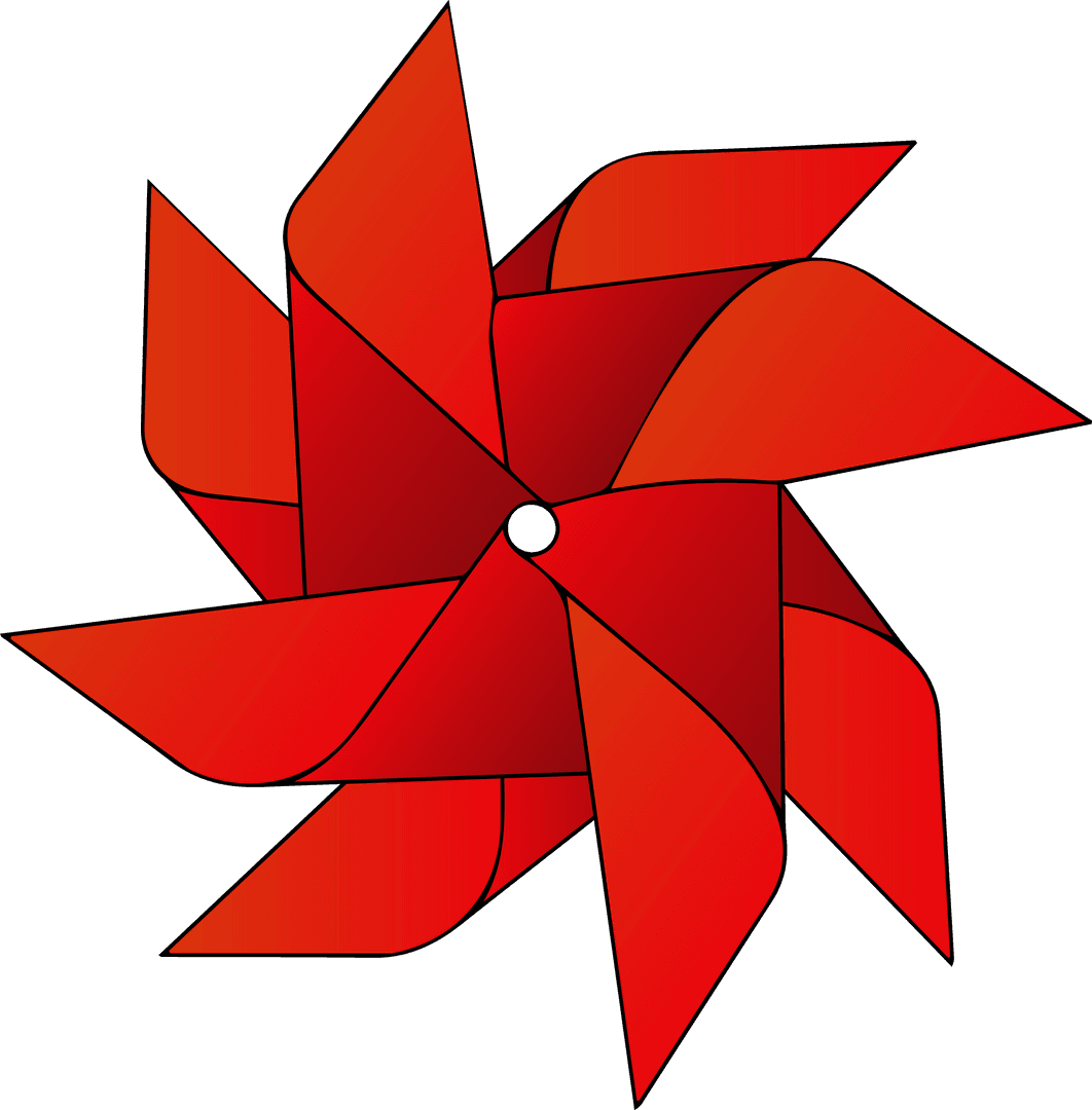 Transparent Stylized Red Pinwheel with Eight Gradient Blades