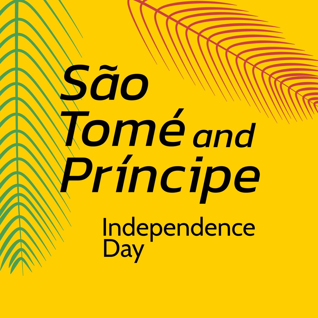 São Tomé and Príncipe Independence Day Celebration with Leaf Designs on Yellow Background - Download Free Stock Templates Pikwizard.com