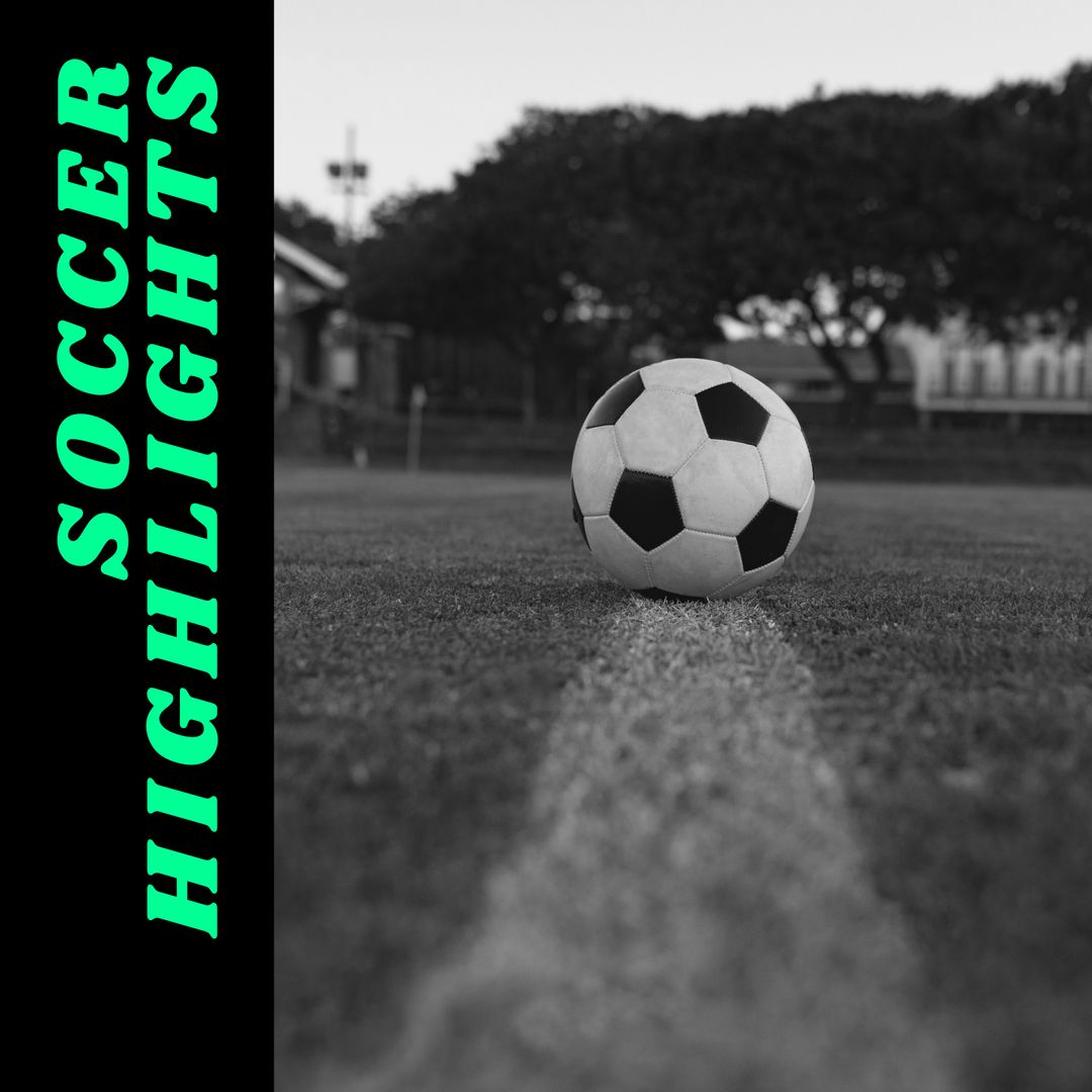 Soccer Ball on Grass Field in Black and White