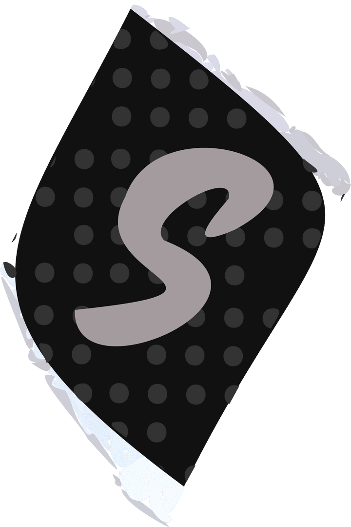 Transparent Polka Dot Emblem with Grey S on Clear Background