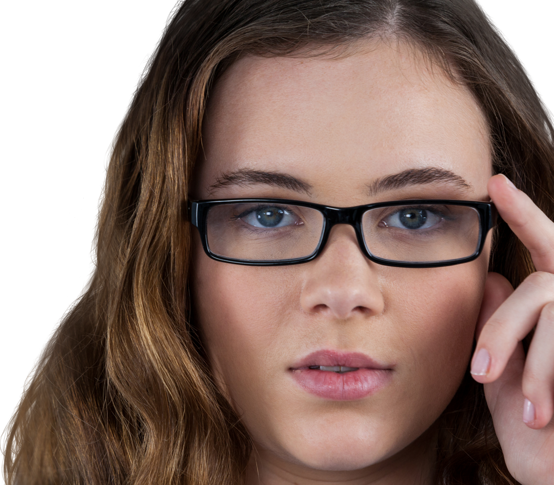 Close-up Portrait of Beautiful Woman Wearing Transparent Spectacles - Download Free Stock Images Pikwizard.com