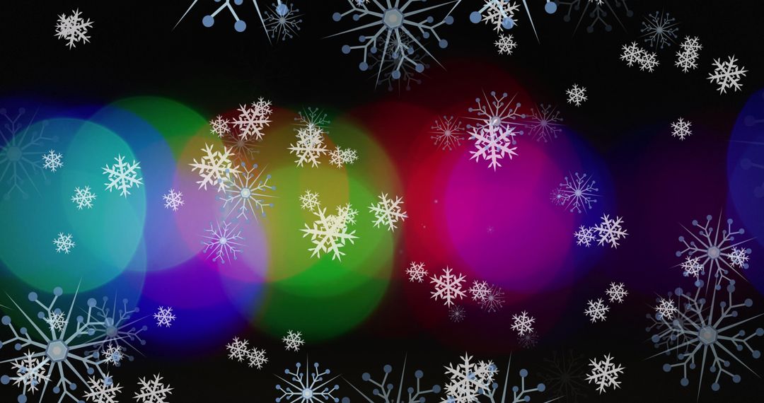 Christmas Lights and Falling Snowflakes Festive Background