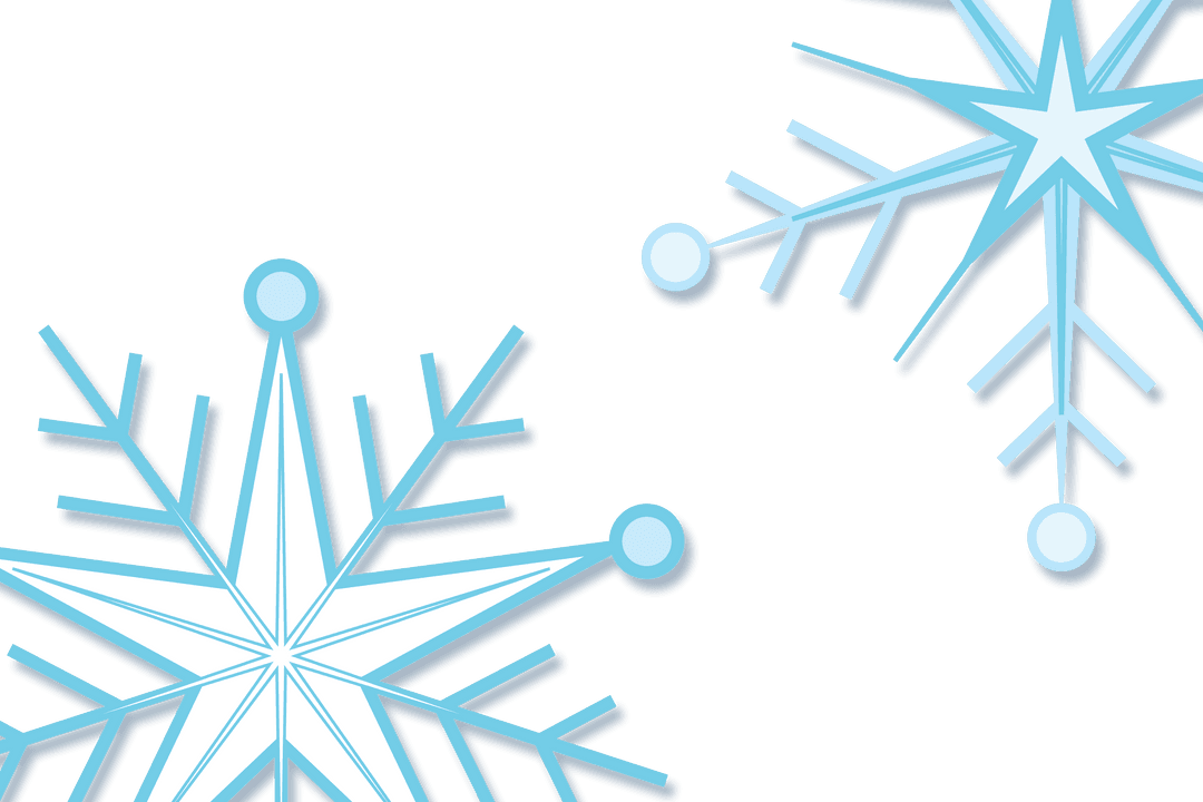 Geometric Snowflakes on Transparent Background Winter Concept
