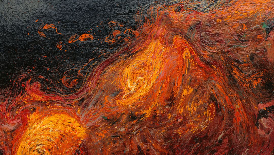 Abstract Lava Texture Inspired Dynamic Art on Canvas