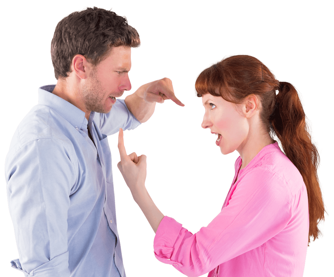 Transparent Couple Arguing Intensively in Tension