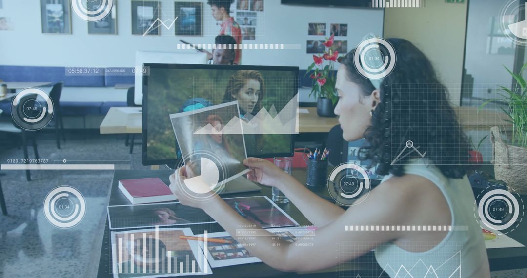 Data Analysis Collaboration in Creative Office Space with Digital Overlays
