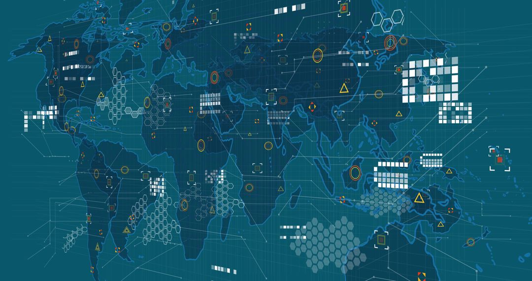 Global Network Data Flow Over World Map Concept