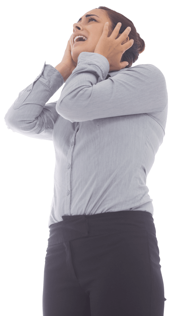 Distressed Businesswoman Shouting with Transparent Background