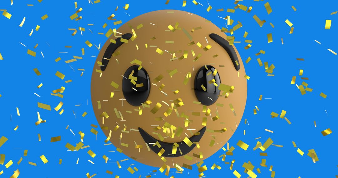 Smiling Emoji Celebration with Vibrant Confetti Background