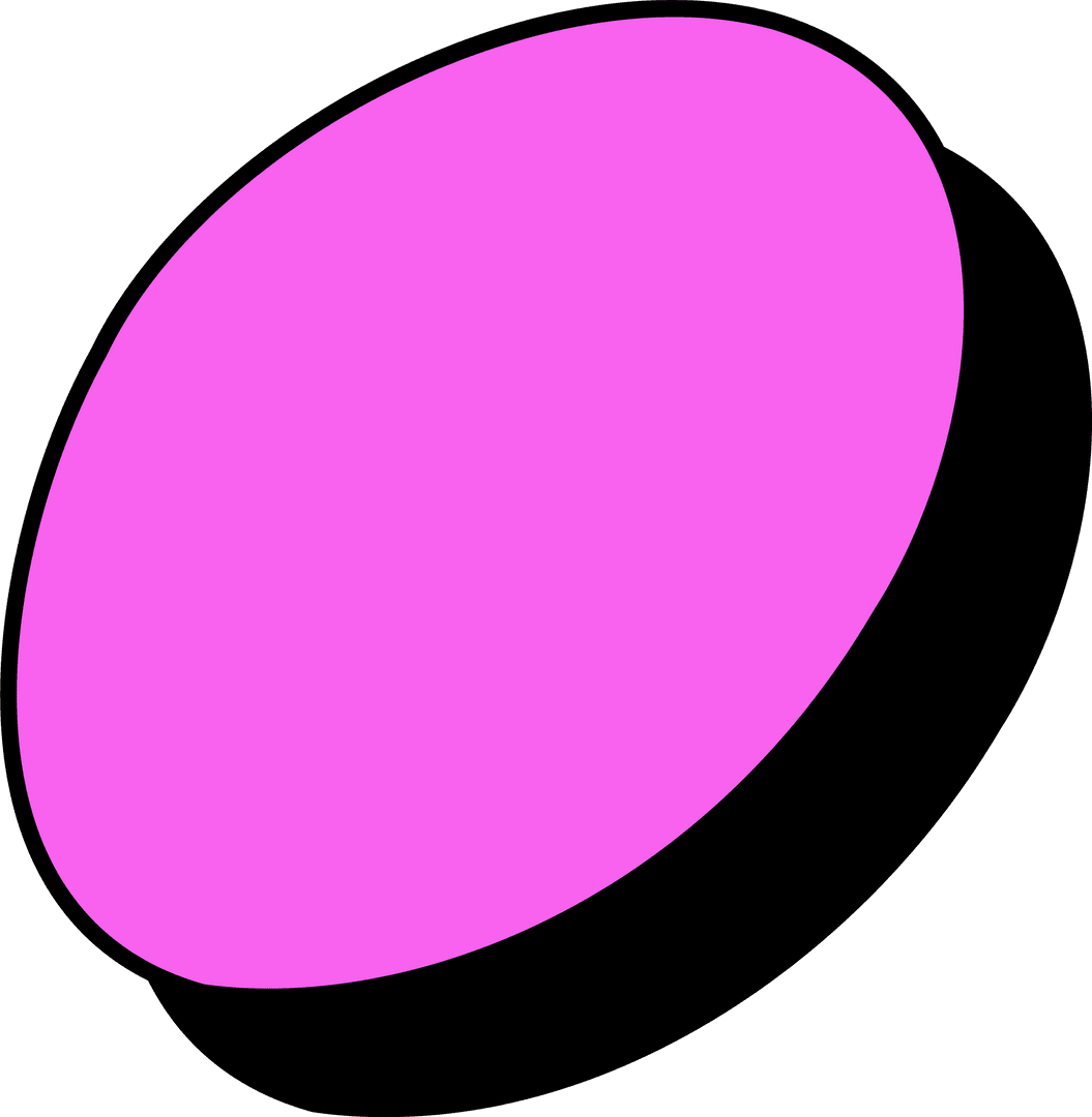 Pink Oval Button with Black Shadow on Transparent Background