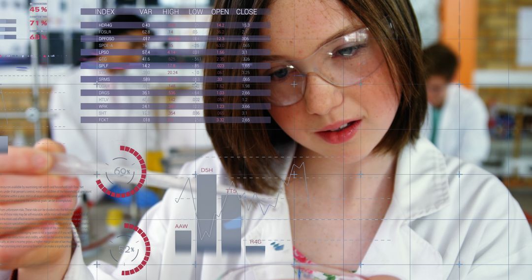 Young Female Scientist Analyzing Data in Laboratory Setting