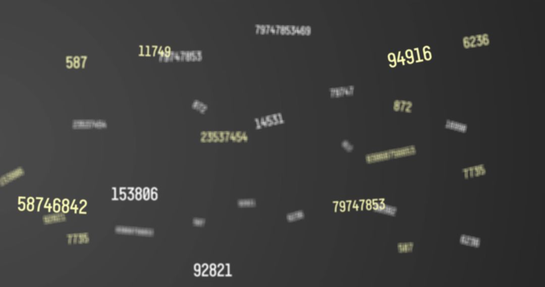 Floating Digital Numbers on Grey Background