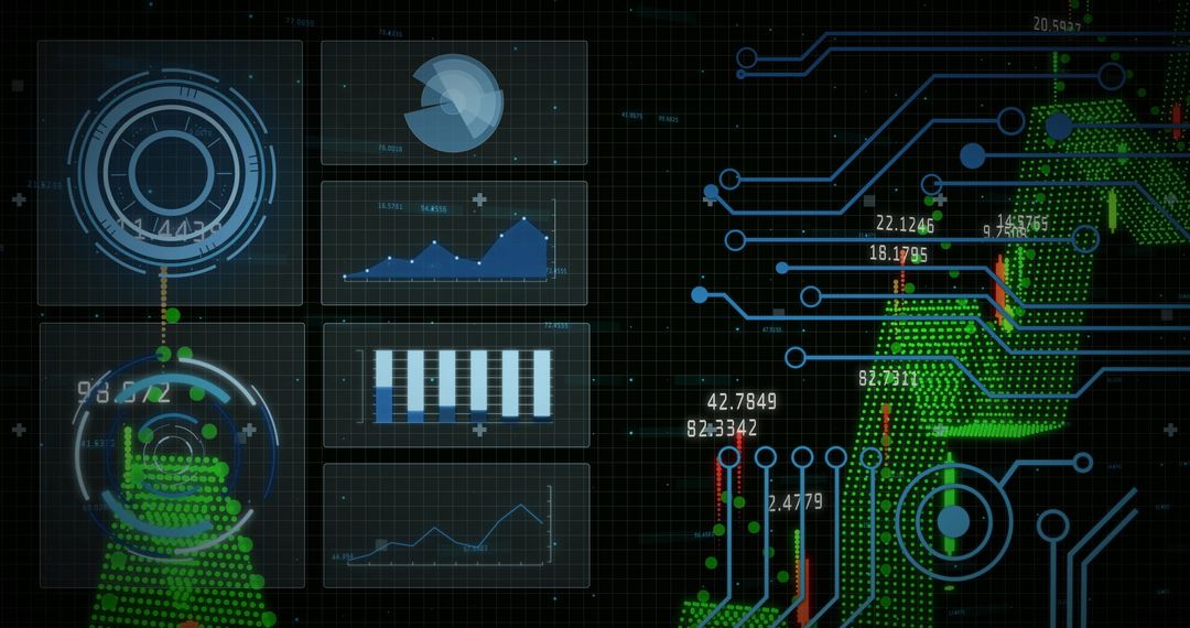 Futuristic Biometrics Data Visualization with Interface Overlay