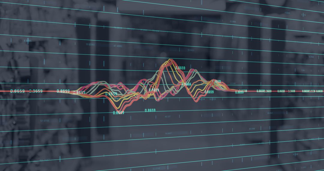 Financial Graph Overlaying Retail Store Backdrop Visualizing Market Trends